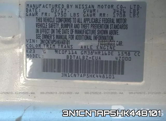 3N1CN7AP5HK448101