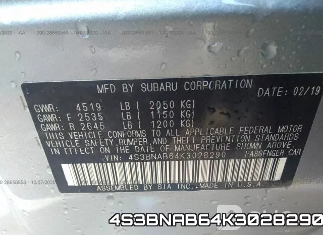 4S3BNAB64K3028290