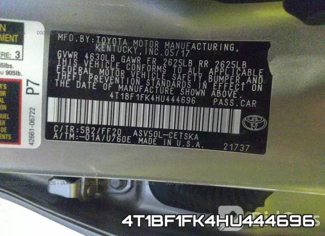 4T1BF1FK4HU444696