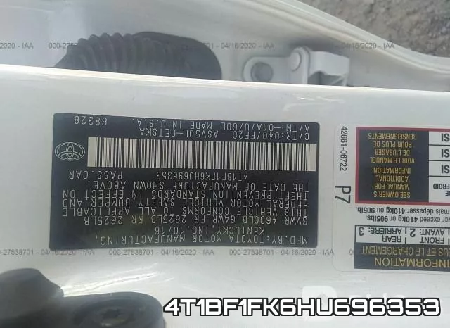 4T1BF1FK6HU696353