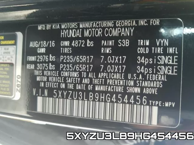 5XYZU3LB9HG454456