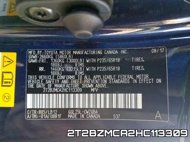 2T2BZMCA2HC113309