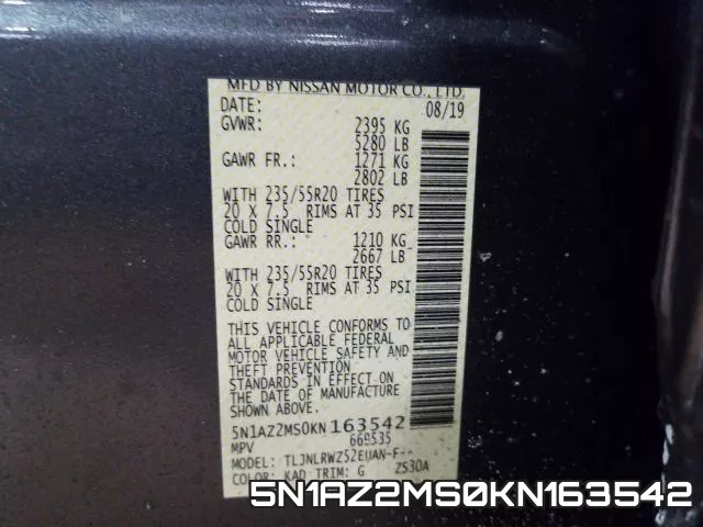 5N1AZ2MS0KN163542
