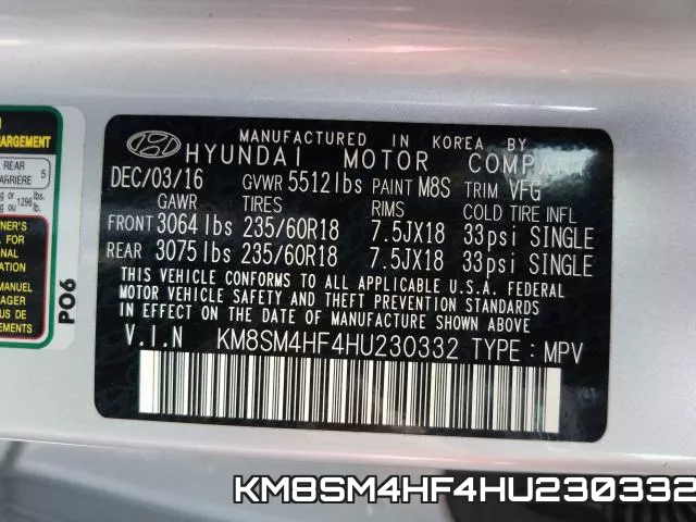KM8SM4HF4HU230332