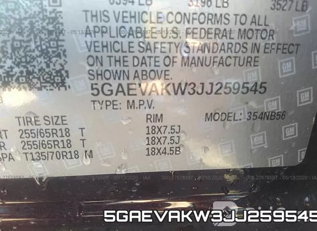 5GAEVAKW3JJ259545