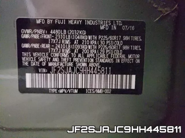 JF2SJAJC9HH445811