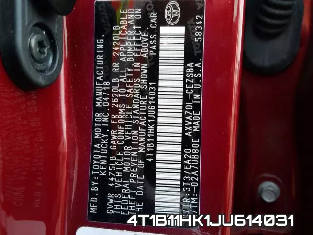 4T1B11HK1JU614031