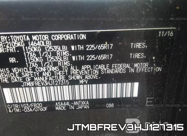 JTMBFREV3HJ127315