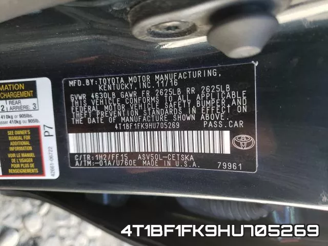 4T1BF1FK9HU705269