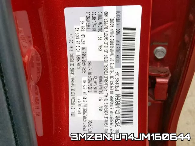 3MZBN1U74JM160644