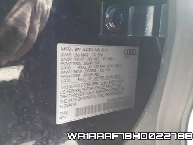 WA1AAAF78HD022788