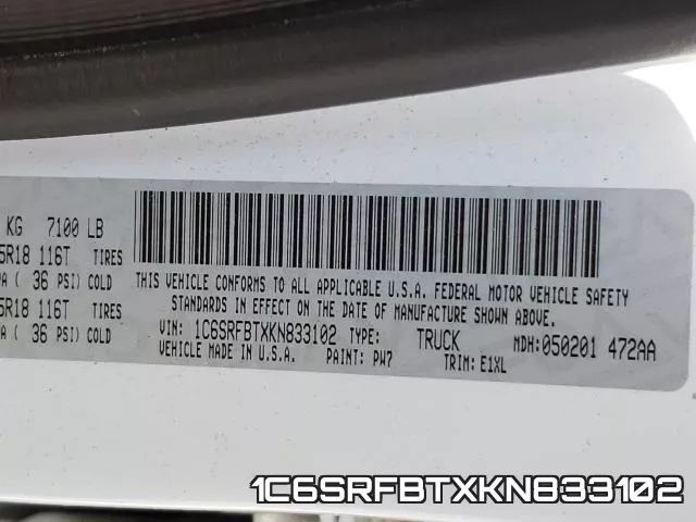1C6SRFBTXKN833102