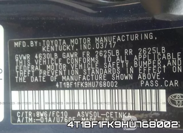 4T1BF1FK9HU768002