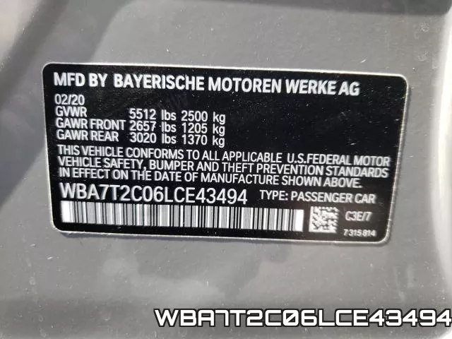 WBA7T2C06LCE43494
