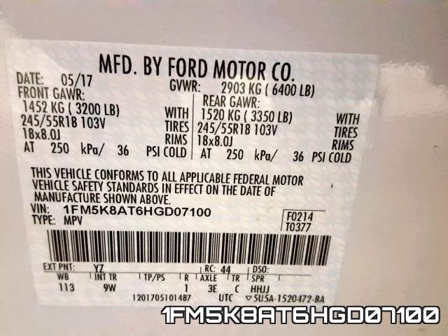 1FM5K8AT6HGD07100
