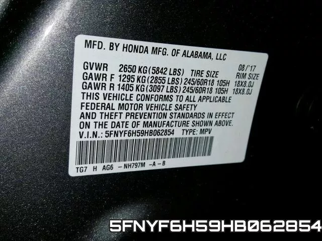5FNYF6H59HB062854