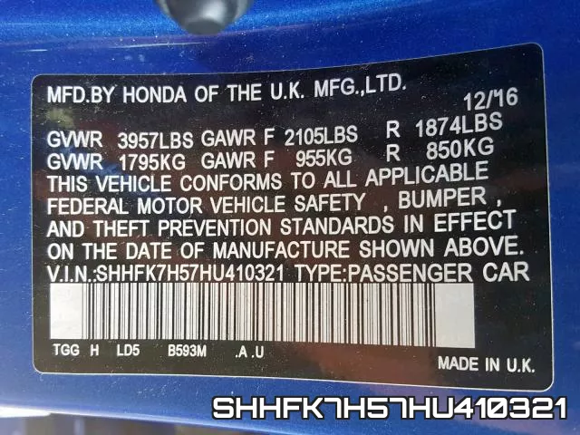 SHHFK7H57HU410321
