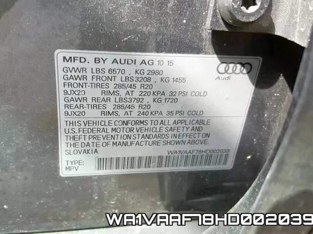 WA1VAAF78HD002039
