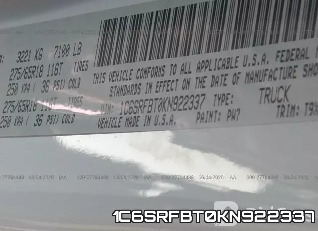 1C6SRFBT0KN922337