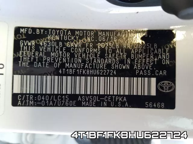 4T1BF1FK8HU622724