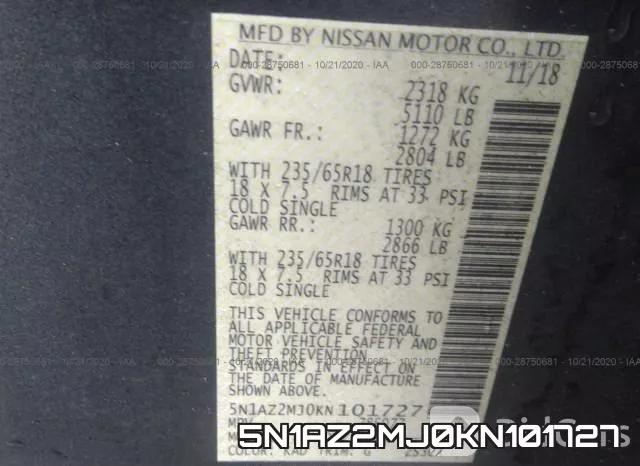 5N1AZ2MJ0KN101727