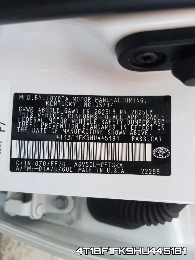 4T1BF1FK9HU445181