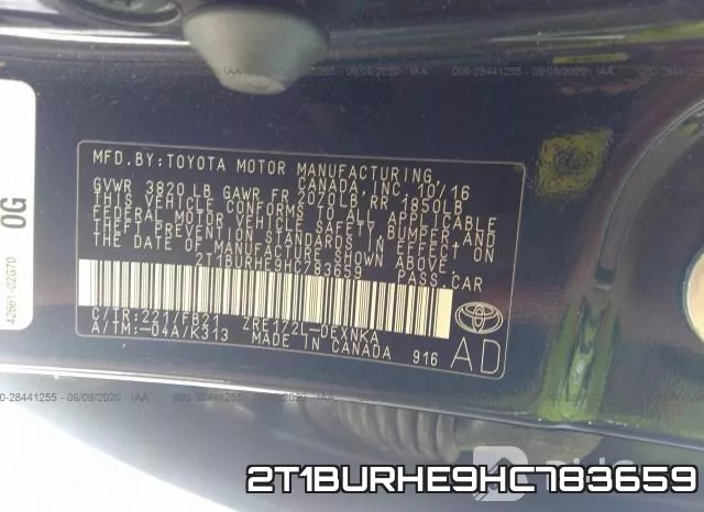2T1BURHE9HC783659