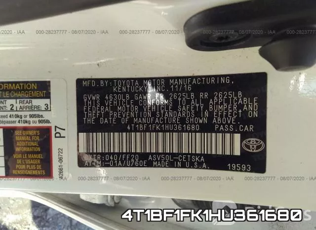4T1BF1FK1HU361680