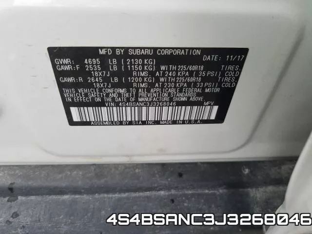4S4BSANC3J3268046