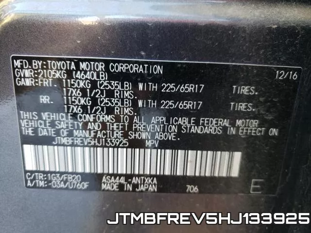 JTMBFREV5HJ133925