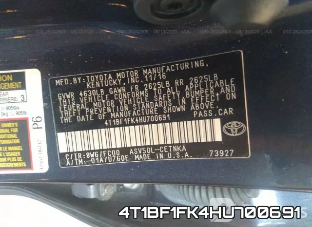 4T1BF1FK4HU700691