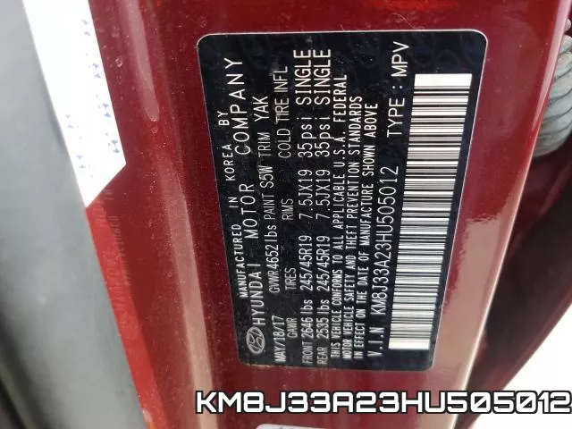 KM8J33A23HU505012