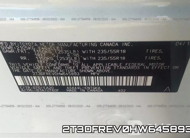 2T3DFREV0HW645893