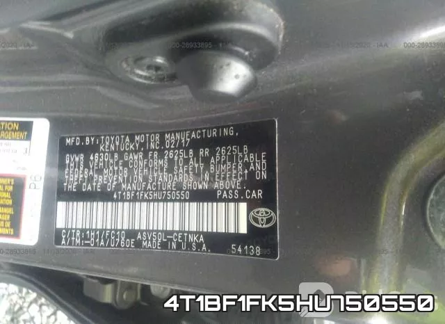 4T1BF1FK5HU750550