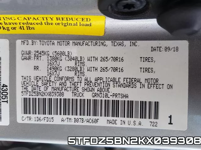 5TFDZ5BN2KX039308