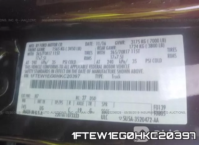 1FTEW1EG0HKC20397