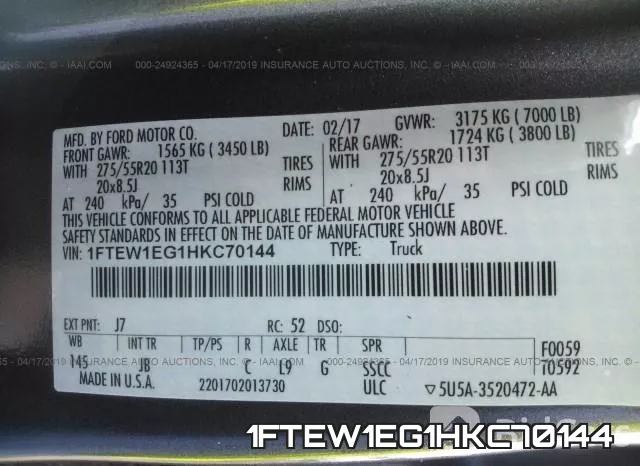1FTEW1EG1HKC70144