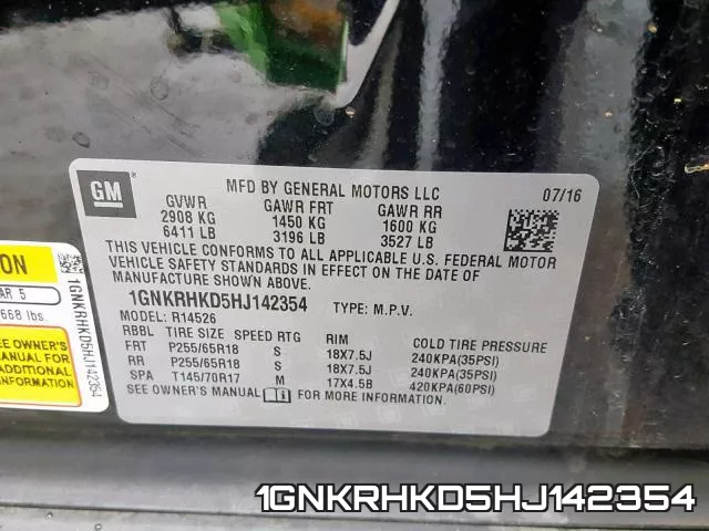 1GNKRHKD5HJ142354