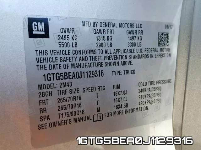 1GTG5BEA0J1129316