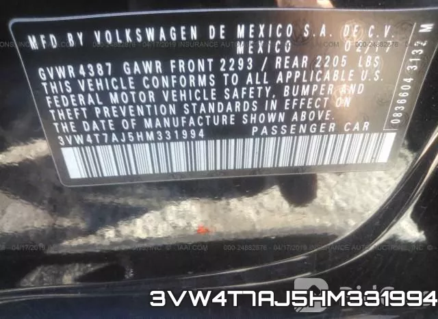 3VW4T7AJ5HM331994