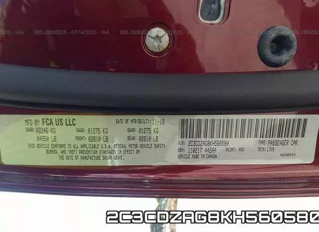 2C3CDZAG8KH560580
