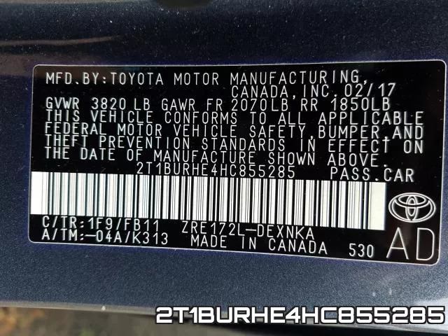 2T1BURHE4HC855285