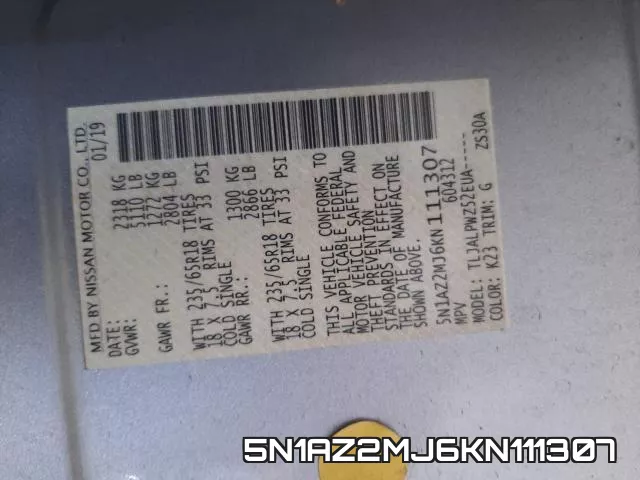 5N1AZ2MJ6KN111307