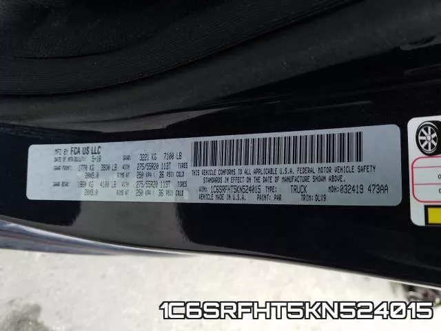 1C6SRFHT5KN524015