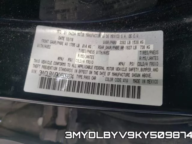3MYDLBYV9KY509874