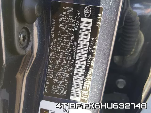 4T1BF1FK6HU632748