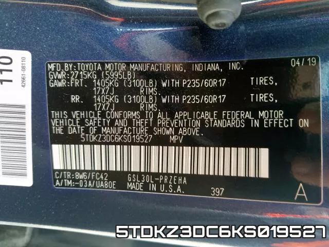 5TDKZ3DC6KS019527