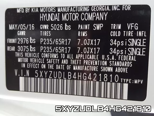 5XYZUDLB4HG421810
