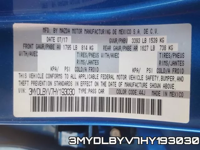 3MYDLBYV7HY193030
