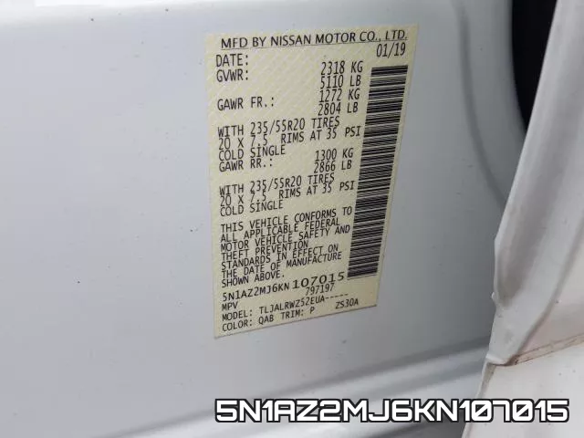 5N1AZ2MJ6KN107015